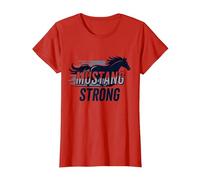Mustang Strong School Spirit Puissant Stallion Pride T-Shirt, Femme, Rouge, M