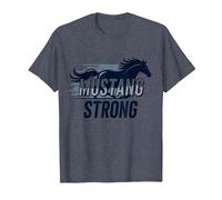 Mustang Strong School Spirit Puissant Stallion Pride T-Shirt, Homme, Bleu Chiné, M