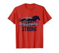 Mustang Strong School Spirit Puissant Stallion Pride T-Shirt, Homme, Rouge, M