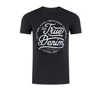 MUSTANG T-shirt à col rond à manches courtes pour homme avec logo imprimé en coton noir blanc bleu gris, tailles S M L XL 2XL 3XL, Noir (1000292-4142), XL