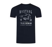 MUSTANG T-shirt d'été pour homme - Coupe droite - Col rond - Manches courtes - Avec logo imprimé - En coton - Noir, blanc, bleu, gris, vert - Tailles S, M, L, XL, 2XL, 3XL, 4XL, 5XL, 6XL, Dark