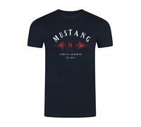 MUSTANG T-shirt d'été pour homme - Coupe droite - Col rond - Manches courtes - Avec logo imprimé - En coton - Noir, blanc, bleu, gris, vert - Tailles S, M, L, XL, 2XL, 3XL, 4XL, 5XL, 6XL, Dark