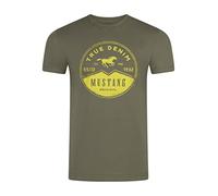 MUSTANG T-shirt d'été pour homme - Coupe droite - Col rond - Manches courtes - Avec logo imprimé - En coton - Noir, blanc, bleu, gris, vert - Tailles S, M, L, XL, 2XL, 3XL, 4XL, 5XL, 6XL, Dusty Olive
