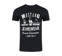MUSTANG T-shirt d'été pour homme - Coupe droite - Col rond - Manches courtes - Avec logo imprimé - En coton - Noir, blanc, bleu, gris, vert - Tailles S, M, L, XL, 2XL, 3XL, 4XL, 5XL, 6XL, Noir
