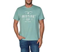 MUSTANG T-shirt d'été pour homme - Coupe droite - Col rond - Manches courtes - Avec logo imprimé - En coton - Noir, blanc, bleu, gris, vert - Tailles S, M, L, XL, XXL, 3XL, 4XL, 5XL, 6XL, S