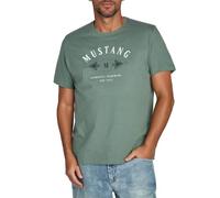 MUSTANG T-shirt d'été pour homme - Coupe droite - Col rond - Manches courtes - Avec logo imprimé - En coton - Noir, blanc, bleu, gris, vert - Tailles S, M, L, XL, 2XL, 3XL, 4XL, 5XL, 6XL, Balsam Green