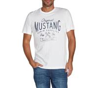 MUSTANG T-shirt d'été pour homme - Coupe droite - Col rond - Manches courtes - Avec logo imprimé - En coton - Noir, blanc, bleu, gris, vert - Tailles S, M, L, XL, 2XL, 3XL, 4XL, 5XL, 6XL, M