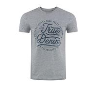 MUSTANG T-shirt d'été pour homme - Coupe droite - Col rond - Manches courtes - Avec logo imprimé - En coton - Noir, blanc, bleu, gris, vert - Tailles S, M, L, XL, 2XL, 3XL, 4XL, 5XL, 6XL, Gris moyen