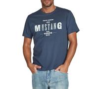 MUSTANG T-shirt d'été pour homme - Coupe droite - Col rond - Manches courtes - Avec logo imprimé - En coton - Noir, blanc, bleu, gris, vert - Tailles S, M, L, XL, 2XL, 3XL, 4XL, 5XL, 6XL, Mood Indigo