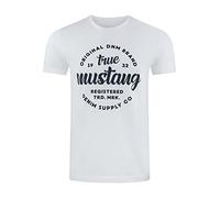 MUSTANG T-shirt d'été pour homme - Coupe droite - Col rond - Manches courtes - Avec logo imprimé - En coton - Noir, blanc, bleu, gris, vert - Tailles S, M, L, XL, 2XL, 3XL, 4XL, 5XL, 6XL, General