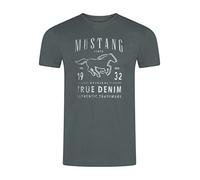 MUSTANG T-shirt d'été pour homme - Coupe droite - Col rond - Manches courtes - Avec logo imprimé - En coton - Noir, blanc, bleu, gris, vert - Tailles S, M, L, XL, 2XL, 3XL, 4XL, 5XL, 6XL, Balsam Green