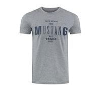MUSTANG T-shirt d'été pour homme - Coupe droite - Col rond - Manches courtes - Avec logo imprimé - En coton - Noir, blanc, bleu, gris, vert - Tailles S, M, L, XL, 2XL, 3XL, 4XL, 5XL, 6XL, L