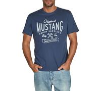 MUSTANG T-shirt d'été pour homme - Coupe regular - Col rond - Manches courtes - Avec logo imprimé - En coton - Noir, blanc, bleu, gris, vert - Tailles S, M, L, XL, 2XL, 3XL, 4XL, 5XL, 6XL, M