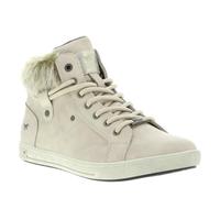 MUSTANG - Tennis beiges texturés à talon plat avec un zip et des lacets ronds - Taille numeric_37