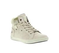 MUSTANG - Tennis beiges texturés à talon plat avec un zip et des lacets ronds - Taille numeric_37