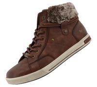 MUSTANG - Tennis marron texturé à talon plat avec un zip et des lacets ronds - Taille numeric_41