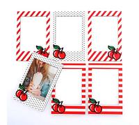 Mustard Cherry Magnetic Frames by - Cadres Photo magnétiques - Mignon Instax Frames - 6 Cadres magnétiques avec Motif Cerise - Motif à Pois rétro et Rayures