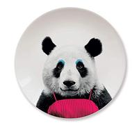 Mustard M12006C Assiette plate ronde Wild dining Panda Patricia Céramique Blanc D23 x H2 cm