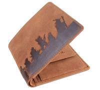 Mustard Pour des hommes Cuir Portefeuille deux volets - marron