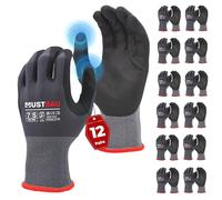 Mustbau 12 Paires Gants de Travail à Écran Tactile, Gants Nitrile Résistants à l'Abrasion, Excellente Préhension Convient pour Jardinage, Mécanique, Chantier (Gris,S)