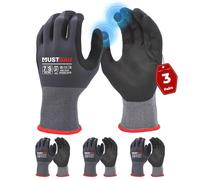 Mustbau 3 Paires Gants de Travail à Écran Tactile, Gants Nitrile Résistants à l'Abrasion, Excellente Préhension Convient pour Jardinage, Mécanique, Chantier (Gris,S)