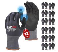 Mustbau 3 Paires Gants de Travail à Écran Tactile, Gants Nitrile Résistants à l'Abrasion, Excellente Préhension Convient pour Jardinage, Mécanique, Chantier (Gris,L)