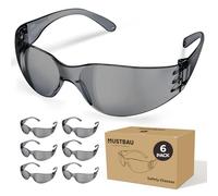 Mustbau 6 Pack Lunettes de Protection EN166, Lunette de Sécurité UV380 Protection Anti-buée pour Travail, Laboratoire, Menuiserie, Campagnes, Noir