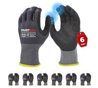 Mustbau 6 Paires Gants de Travail à Écran Tactile, Gants Nitrile Résistants à l'Abrasion, Excellente Préhension Convient pour Jardinage, Mécanique, Chantier (Gris,XL)