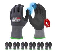 Mustbau 6 Paires Gants de Travail à Écran Tactile, Gants Nitrile Résistants à l'Abrasion, Excellente Préhension Convient pour Jardinage, Mécanique, Chantier (Gris,M)