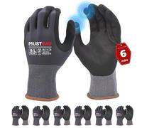 Mustbau 6 Paires Gants de Travail à Écran Tactile, Gants Nitrile Résistants à l'Abrasion, Excellente Préhension Convient pour Jardinage, Mécanique, Chantier (Gris,L)