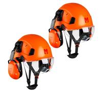 Mustbau Casque de Sécurité, Casques de Protection EN397 avec Coquilles Antibruit et Visière, 53 à 63 cm Tour de Tête Réglable, Matériau ABS Résistant pour Hommes Femmes