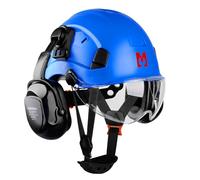Mustbau Casque de Sécurité, Casques de Protection EN397 avec Coquilles Antibruit et Visière, 53 à 63 cm Tour de Tête Réglable, Matériau ABS Résistant pour Hommes Femmes