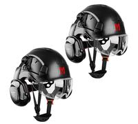 Mustbau Casque de Sécurité, Casques de Protection EN397 avec Coquilles Antibruit et Visière, 53 à 63 cm Tour de Tête Réglable, Matériau ABS Résistant pour Hommes Femmes