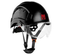 Mustbau Casque de Sécurité, Casques de Protection EN397 avec Visière et Bandeau Absorbant, 53 à 63 cm Tour de Tête Réglable, Matériau ABS Résistant pour Hommes Femmes - Noir