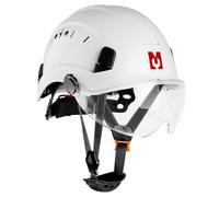 Mustbau Casque de Sécurité, Casques de Protection EN397 avec Visière et Bandeau Absorbant, 53 à 63 cm Tour de Tête Réglable, Matériau ABS Résistant pour Hommes Femmes - Blanc