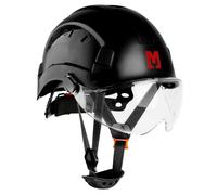 Mustbau Casque de Sécurité, Casques de Protection EN397 avec Visière et Bandeau Absorbant, 53 à 63 cm Tour de Tête Réglable, Matériau ABS Résistant pour Hommes Femmes - Noir
