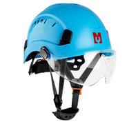 Mustbau Casque de Sécurité EN397 avec Visière et Bande Anti-Sueur Réglable 53-63 cm en ABS Résistant pour Hommes et Femmes Bleu