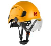 Mustbau Casque de Sécurité EN397 avec Visière et Bande Anti-Sueur Réglable 53-63 cm en ABS Résistant pour Hommes et Femmes Jaune
