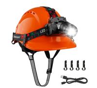 Mustbau Casque de Sécurité EN397, Casque avec LED Lampe Frontale avec Détecteur de Geste, 10W Lampe Super Lumineuse Convient pour Chantiers, Travail de Nuit, Pêche