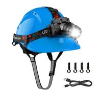 Mustbau Casque de Sécurité EN397, Casque avec LED Lampe Frontale avec Détecteur de Geste, 10W Lampe Super Lumineuse Convient pour Chantiers, Travail de Nuit, Pêche