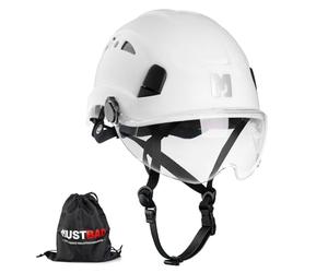 Mustbau EN12492 Casque de sécurité pour Escalade avec visière Transparente et mentonnière 53-63 cm
