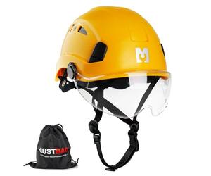 Mustbau EN12492 Casque de sécurité pour Escalade avec visière Transparente et mentonnière 53-63 cm