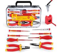 Mustbau Lot de 9 tournevis isolés VDE 1000 V, fente précise, kit cruciforme, pointe magnétique, aimant 2 en 1, idéal électricité, maison, bricolage