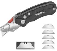 Mustbau Mini Couteau Pliant Professionnel, Couteau Universel avec 5 Lames Supplémentaires en SK5, Outil idéal en Aluminium Pour Couper, Démonter un Courrier