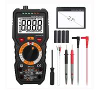 Mustbau Multimètre Numérique 6000 Points - True RMS, Mesure de Température, Continuité, Détection de Phase, Écran LCD Rétroéclairé