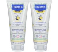 mustela® Bébé Enfant Lait nourrissant au Cold Cream à la cire d'abeille BIO Peau Sèche 2x200 ml