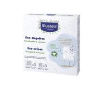 Mustela Eco-lingettes réutilisables coton bio - lot 6 (3 lingettes 12x12 cm, 3 lingettes 10x10 cm)