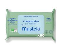 Mustela Lingettes nettoyantes compostables – 60 unités