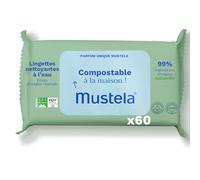Mustela Lingettes nettoyantes compostables – 60 unités