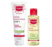 Mustela Maternité Routine Vergetures Huile Certifiée Bio + Crème Sans Parfum, x2